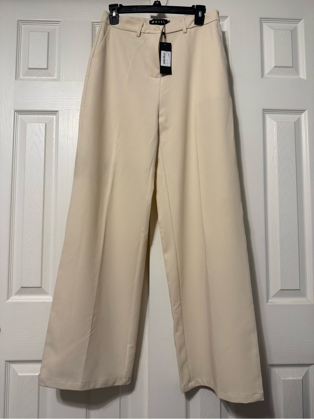 Motel Rocks Cream High-Waist Wide Leg Trousers